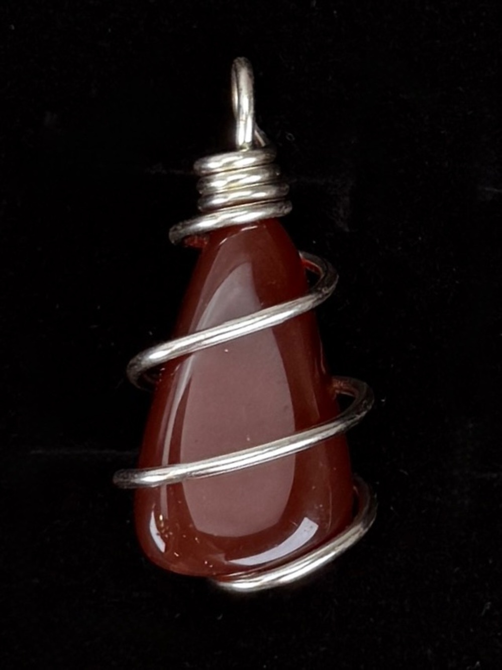 Gorgeous Silvertone wrapped stone pendant + Free 16” Cord Necklce